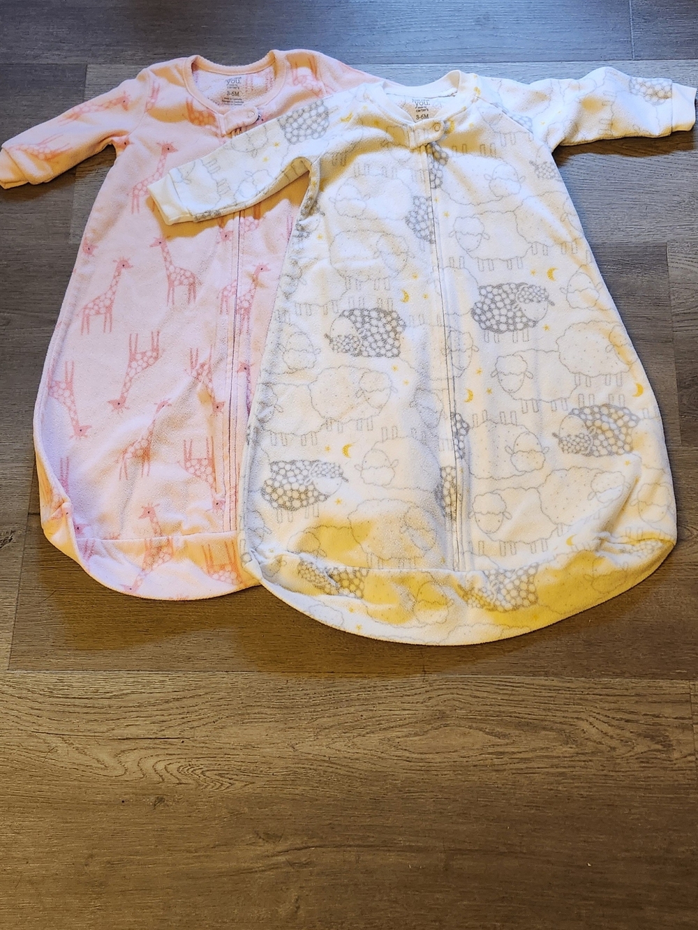 Carter's Pink Giraffe & White Sheep Fleece Sleep Sacks